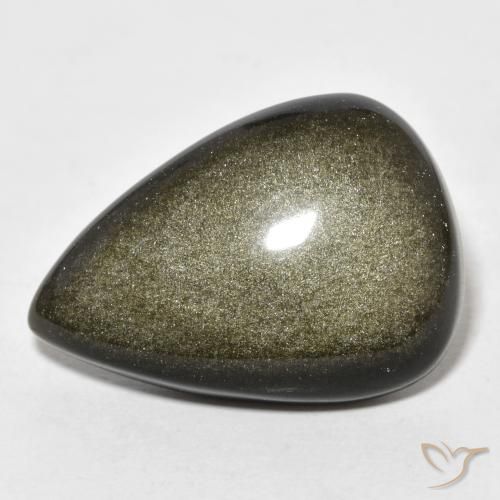 18.65ct طبيعي بنى أسود سبج أو أوبسيديان, شكل الكمثرى, غير شفاف