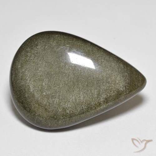 28.97ct طبيعي أسود مع لمعان ذهبي سبج أو أوبسيديان, شكل الكمثرى, غير شفاف