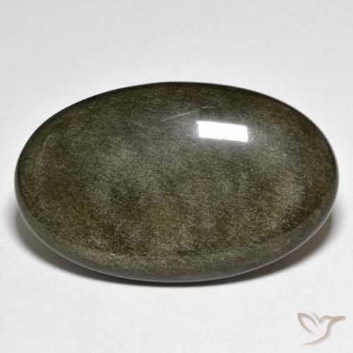31.53ct طبيعي أسود مع لمعان ذهبي سبج أو أوبسيديان, بيضوي, غير شفاف