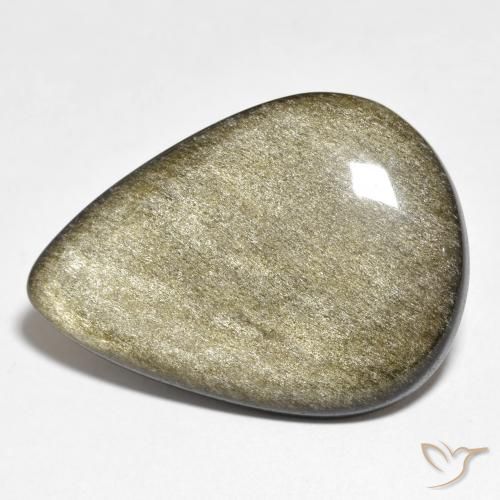 19.79ct طبيعي أسود مع لمعان ذهبي سبج أو أوبسيديان, شكل الكمثرى, غير شفاف