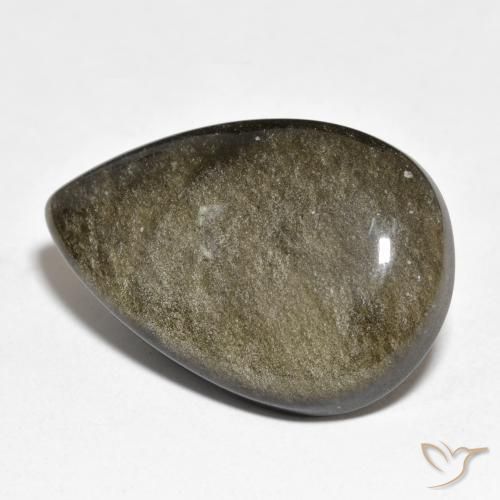 22.95ct طبيعي أسود مع لمعان ذهبي سبج أو أوبسيديان, شكل الكمثرى, غير شفاف