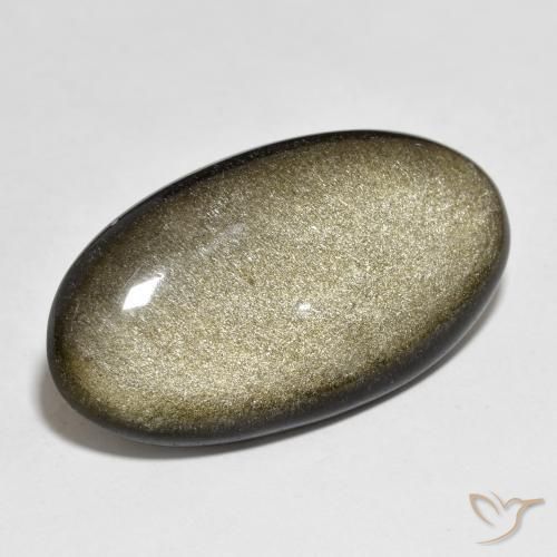 21.84ct طبيعي أسود مع لمعان ذهبي سبج أو أوبسيديان, بيضوي, غير شفاف