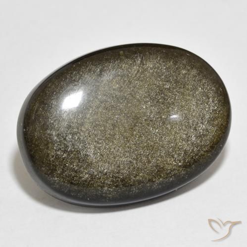 22.54ct طبيعي أسود مع لمعان ذهبي سبج أو أوبسيديان, بيضوي, غير شفاف