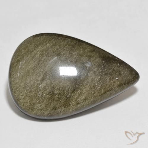 29.01ct طبيعي أسود مع لمعان ذهبي سبج أو أوبسيديان, شكل الكمثرى, غير شفاف