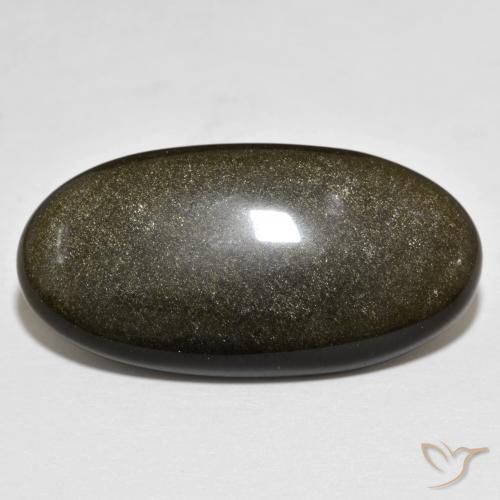 19.87ct طبيعي أسود مع لمعان ذهبي سبج أو أوبسيديان, بيضوي, غير شفاف