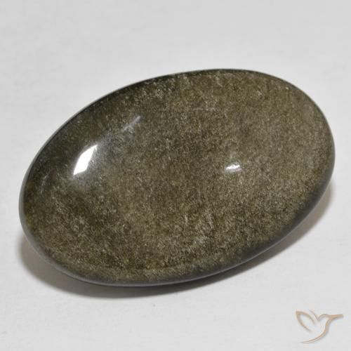 سبج أو أوبسيديان أسود مع لمعان ذهبي طبيعي، قصة بيضاوى، 27.98 قيراط، غير شفاف