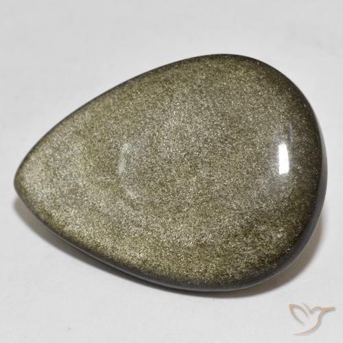 26.37ct طبيعي أسود مع لمعان ذهبي سبج أو أوبسيديان, شكل الكمثرى, غير شفاف