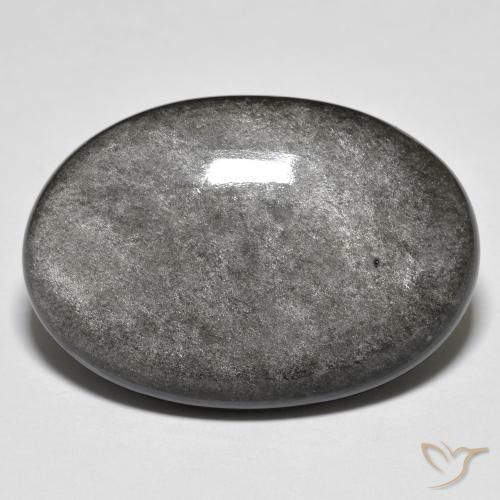 27.47ct طبيعي رمادى فاتح سبج أو أوبسيديان, بيضوي, غير شفاف