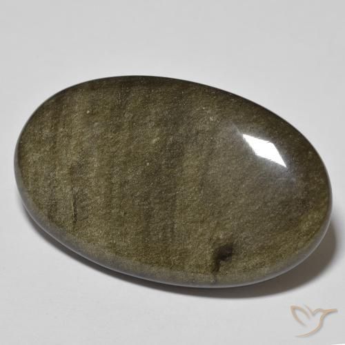 33.09ct طبيعي أسود مع لمعان ذهبي سبج أو أوبسيديان, بيضوي, غير شفاف