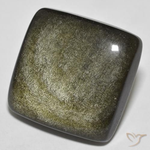 سبج أو أوبسيديان أسود مع لمعان ذهبي طبيعي، قطع وسادة، 27.68 قيراط، غير شفاف