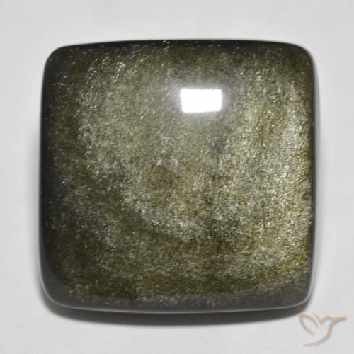 سبج أو أوبسيديان أسود مع لمعان ذهبي طبيعي، قطع وسادة، 27.68 قيراط، غير شفاف