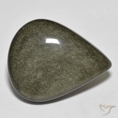 19.50ct طبيعي أسود مع لمعان ذهبي سبج أو أوبسيديان, شكل الكمثرى, غير شفاف