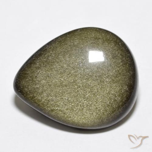 14.20ct طبيعي أسود مع لمعان ذهبي سبج أو أوبسيديان, شكل الكمثرى, غير شفاف