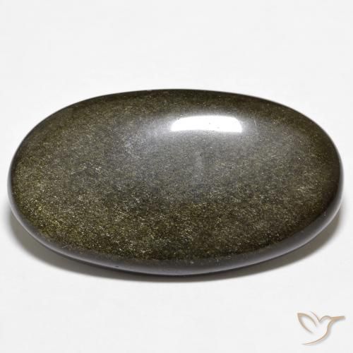 18.78ct طبيعي أسود مع لمعان ذهبي سبج أو أوبسيديان, بيضوي, غير شفاف
