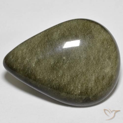 21.44ct طبيعي أسود مع لمعان ذهبي سبج أو أوبسيديان, شكل الكمثرى, غير شفاف