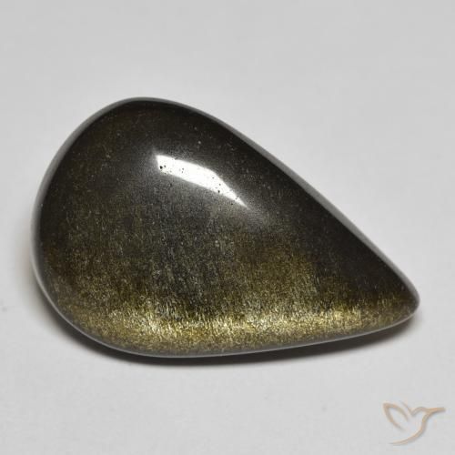 11.01ct طبيعي أسود مع لمعان ذهبي سبج أو أوبسيديان, شكل الكمثرى, غير شفاف