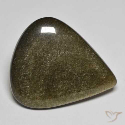 17.61ct طبيعي أسود مع لمعان ذهبي سبج أو أوبسيديان, شكل الكمثرى, غير شفاف