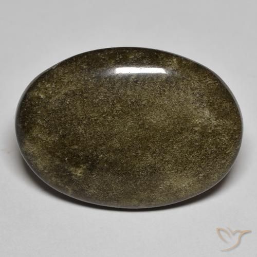 17.44ct طبيعي أسود مع لمعان ذهبي سبج أو أوبسيديان, بيضوي, غير شفاف