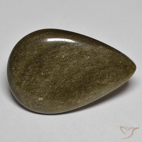 13.36ct طبيعي أسود مع لمعان ذهبي سبج أو أوبسيديان, شكل الكمثرى, غير شفاف