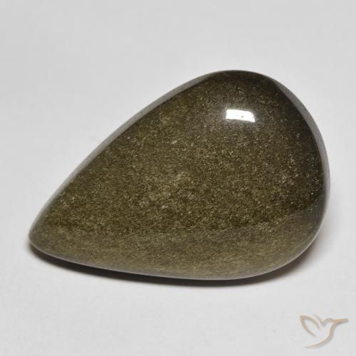 14.32ct طبيعي أسود مع لمعان ذهبي سبج أو أوبسيديان, شكل الكمثرى, غير شفاف
