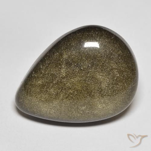 17.02ct طبيعي أسود مع لمعان ذهبي سبج أو أوبسيديان, شكل الكمثرى, غير شفاف