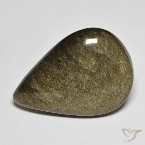 13.21ct طبيعي أسود مع لمعان ذهبي سبج أو أوبسيديان, شكل الكمثرى, غير شفاف