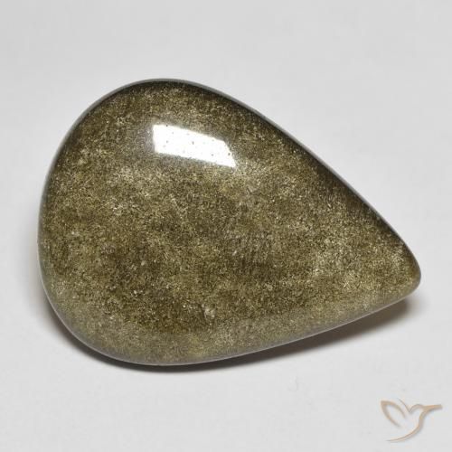 9.59ct طبيعي أسود مع لمعان ذهبي سبج أو أوبسيديان, شكل الكمثرى, غير شفاف