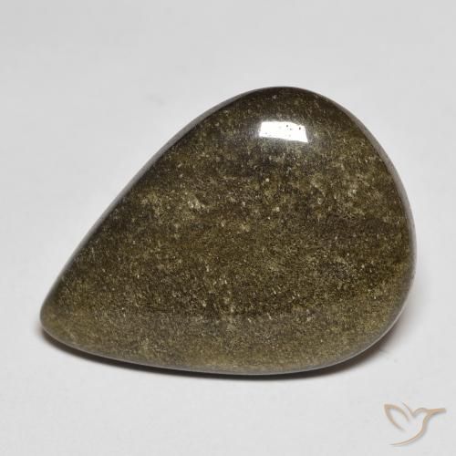 سبج أو أوبسيديان أسود مع لمعان ذهبي طبيعي، شكل الكمثرى، 9.59 قيراط، غير شفاف