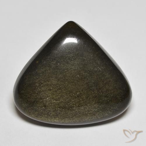 19.38ct طبيعي أسود مع لمعان ذهبي سبج أو أوبسيديان, شكل الكمثرى, غير شفاف
