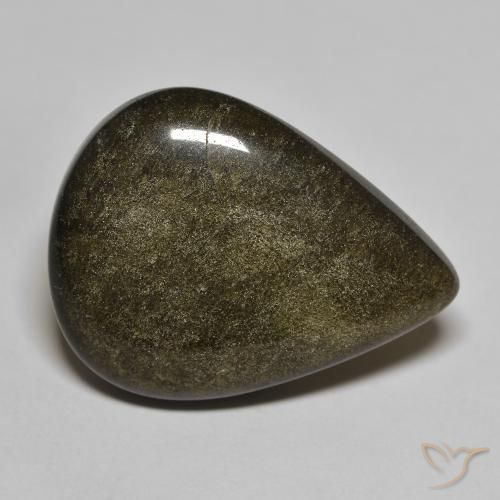 21.20ct طبيعي أسود مع لمعان ذهبي سبج أو أوبسيديان, شكل الكمثرى, غير شفاف