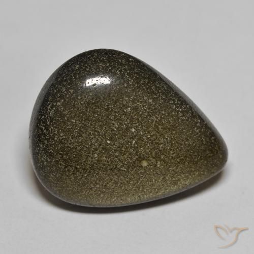 17.46ct طبيعي أسود مع لمعان ذهبي سبج أو أوبسيديان, شكل الكمثرى, غير شفاف