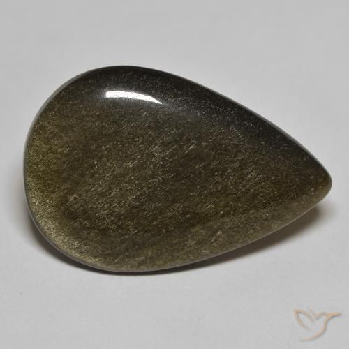 16.87ct طبيعي أسود مع لمعان ذهبي سبج أو أوبسيديان, شكل الكمثرى, غير شفاف