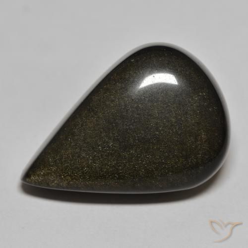 29.24ct طبيعي أسود مع لمعان ذهبي سبج أو أوبسيديان, شكل الكمثرى, غير شفاف