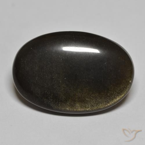22.99ct طبيعي أسود مع لمعان ذهبي سبج أو أوبسيديان, بيضوي, غير شفاف