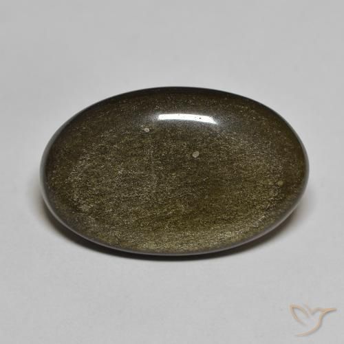 13.63ct طبيعي أسود مع لمعان ذهبي سبج أو أوبسيديان, بيضوي, غير شفاف