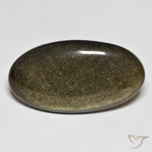 19.68ct طبيعي أسود مع لمعان ذهبي سبج أو أوبسيديان, بيضوي, غير شفاف