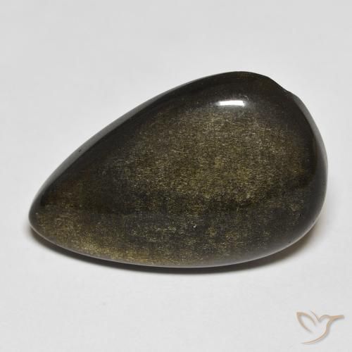 18.13ct طبيعي أسود مع لمعان ذهبي سبج أو أوبسيديان, شكل الكمثرى, غير شفاف