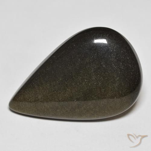20.38ct طبيعي أسود مع لمعان ذهبي سبج أو أوبسيديان, شكل الكمثرى, غير شفاف