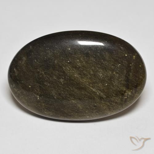 32.18ct طبيعي أسود مع لمعان ذهبي سبج أو أوبسيديان, بيضوي, غير شفاف