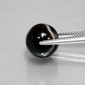 عقيق يماني أسود طبيعي، جسم كروى / الكرة، 6.94 قيراط، غير شفاف