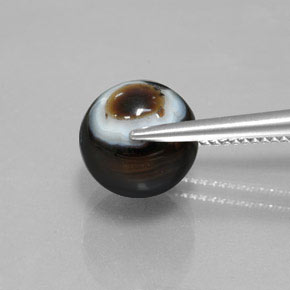 أونيكس أسود طبيعي، كرة / كروي، 6.99 قيراط، غير شفاف