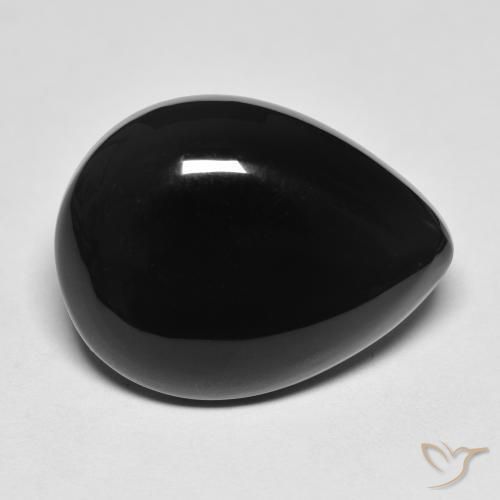 10.74ct طبيعي أسود عقيق يماني, شكل الكمثرى, غير شفاف