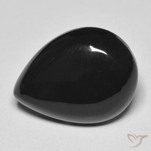 10.39ct طبيعي أسود عقيق يماني, شكل الكمثرى, غير شفاف
