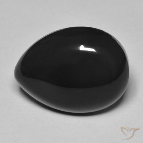 11.43ct طبيعي أسود عقيق يماني, شكل الكمثرى, غير شفاف