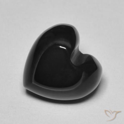 4.10ct طبيعي أسود عقيق يماني, قلب, غير شفاف, Photo A