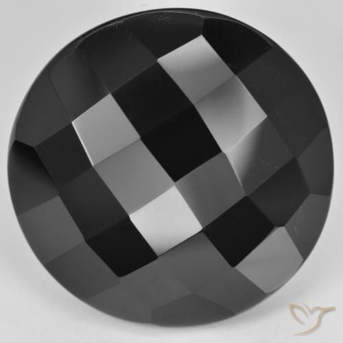 32.30ct طبيعي أسود عقيق يماني, دائري, غير شفاف
