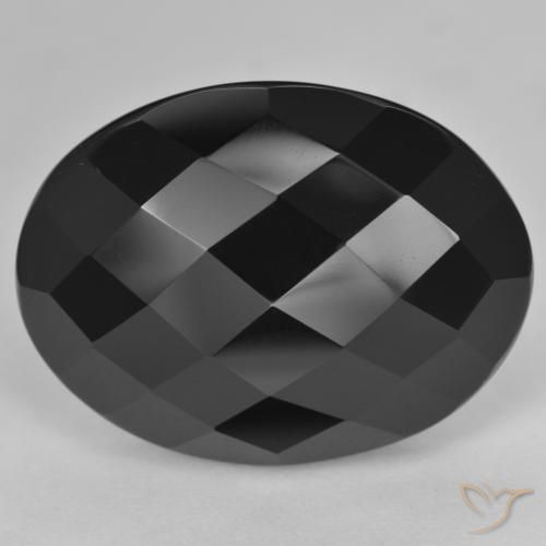 24.74ct طبيعي أسود عقيق يماني, بيضوي, غير شفاف