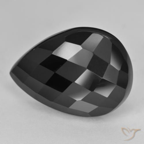 20.08ct طبيعي أسود عقيق يماني, شكل الكمثرى, غير شفاف