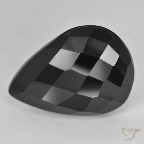 17.01ct طبيعي أسود عقيق يماني, شكل الكمثرى, غير شفاف