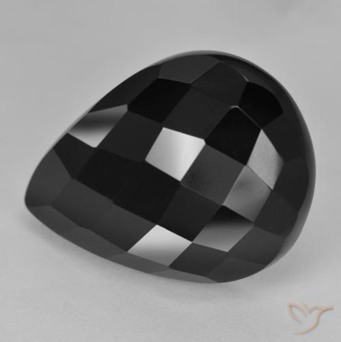 22.42ct طبيعي أسود عقيق يماني, شكل الكمثرى, غير شفاف